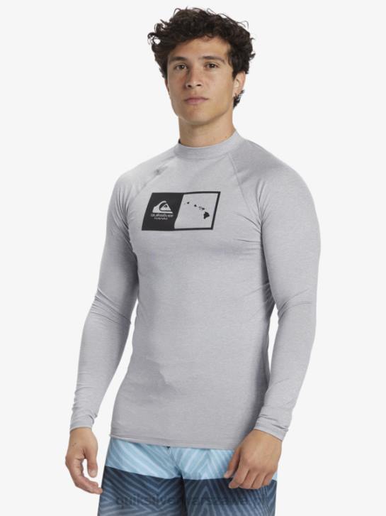 mężczyźni Quiksilver hawaii podwójna koszulka surfingowa upf 50 z długim rękawem 4DBV1106 wrzos ze śniegiem