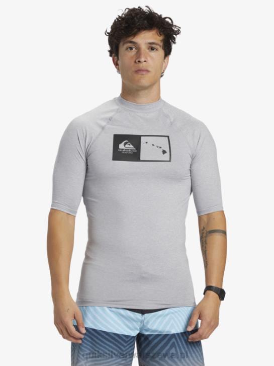 mężczyźni Quiksilver hawaii podwójna koszulka surfingowa upf 50 z krótkim rękawem 4DBV1169 wrzos ze śniegiem