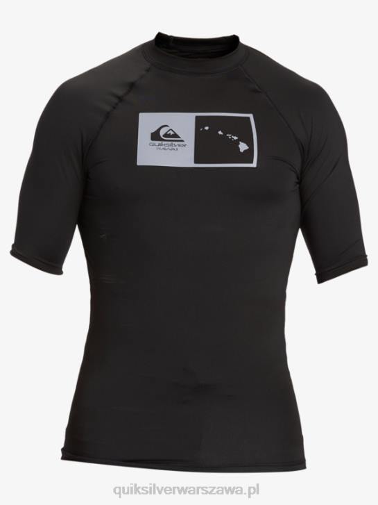 mężczyźni Quiksilver hawaii podwójna koszulka surfingowa upf 50 z krótkim rękawem 4DBV1170 czarny