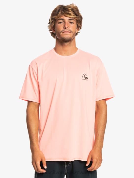 mężczyźni Quiksilver koszulka surfingowa Heritage Heather Upf 50 z krótkim rękawem 4DBV1130 świeży łososiowy wrzos