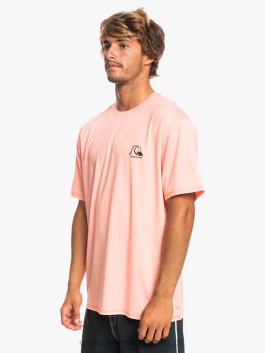 mężczyźni Quiksilver koszulka surfingowa Heritage Heather Upf 50 z krótkim rękawem 4DBV1130 świeży łososiowy wrzos