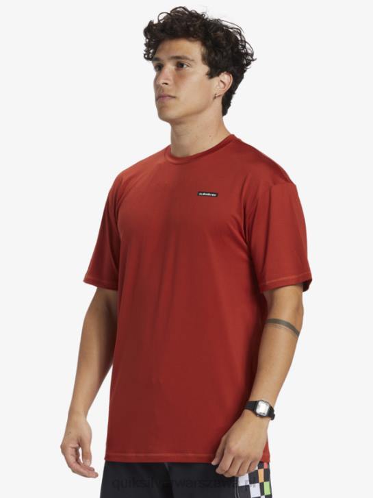 mężczyźni Quiksilver omni session upf 50 koszulka surfingowa z krótkim rękawem 4DBV539 czerwona ochra