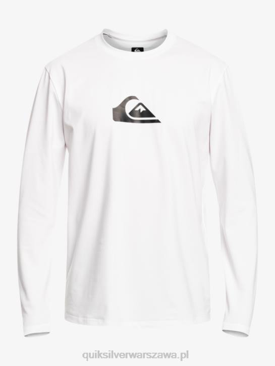 mężczyźni Quiksilver solidna koszulka surfingowa upf 50 z długim rękawem 4DBV839 biały