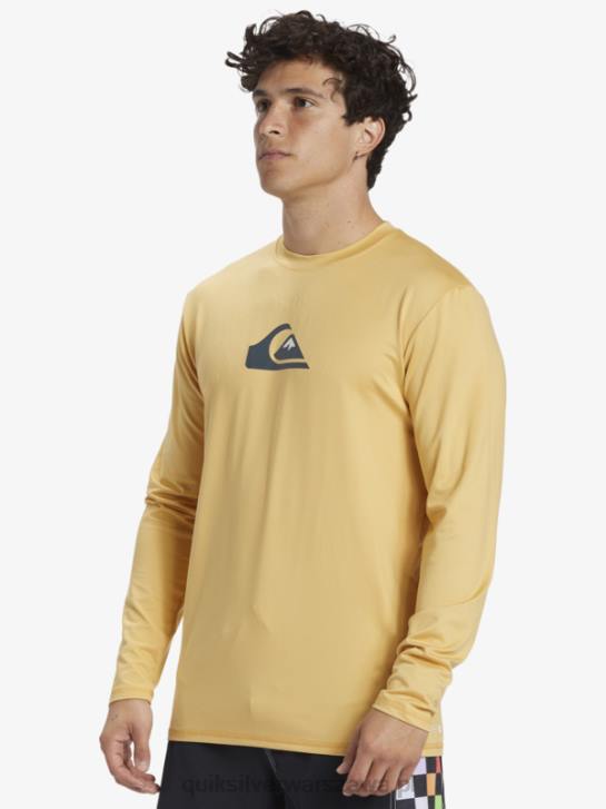 mężczyźni Quiksilver solidna koszulka surfingowa upf 50 z długim rękawem 4DBV843 pszenica