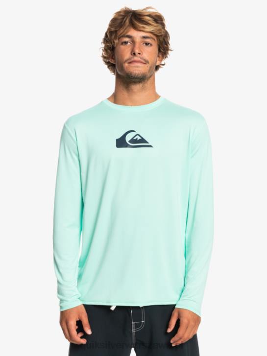 mężczyźni Quiksilver solidna koszulka surfingowa upf 50 z długim rękawem 4DBV845 szkło plażowe