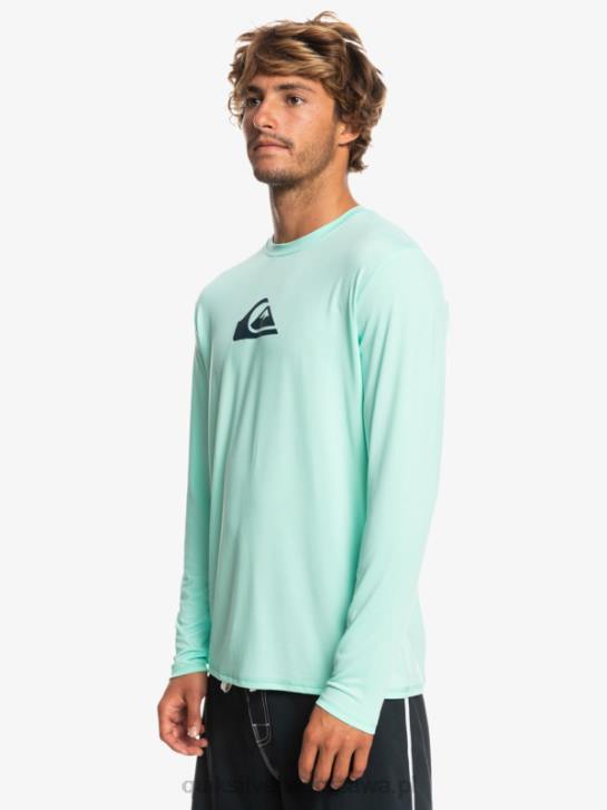 mężczyźni Quiksilver solidna koszulka surfingowa upf 50 z długim rękawem 4DBV845 szkło plażowe