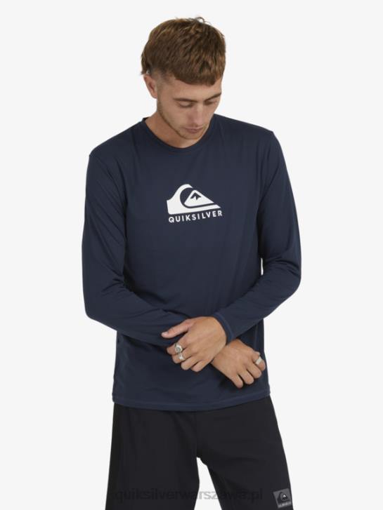 mężczyźni Quiksilver solidna koszulka surfingowa upf 50 z długimi rękawami 4DBV1582 granatowa marynarka