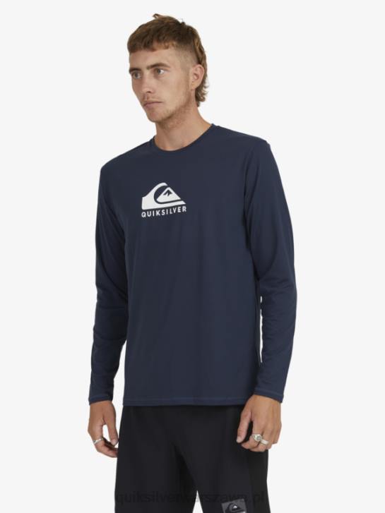 mężczyźni Quiksilver solidna koszulka surfingowa upf 50 z długimi rękawami 4DBV1582 granatowa marynarka