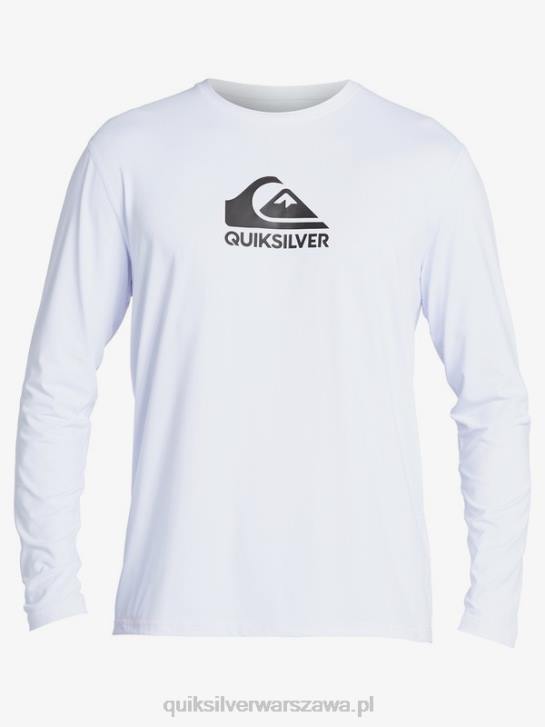 mężczyźni Quiksilver solidna koszulka surfingowa upf 50 z długimi rękawami 4DBV1583 biały