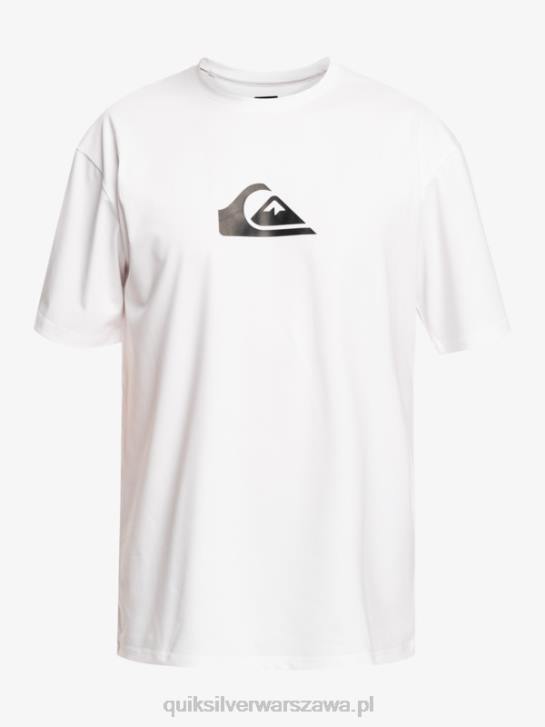 mężczyźni Quiksilver solidna koszulka surfingowa z krótkim rękawem upf 50 4DBV881 biały