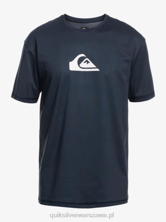 mężczyźni Quiksilver solidna koszulka surfingowa z krótkim rękawem upf 50 4DBV885 granatowa marynarka