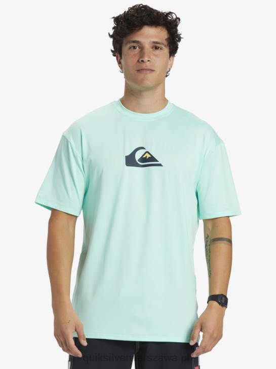 mężczyźni Quiksilver solidna koszulka surfingowa z krótkim rękawem upf 50 4DBV886 szkło plażowe