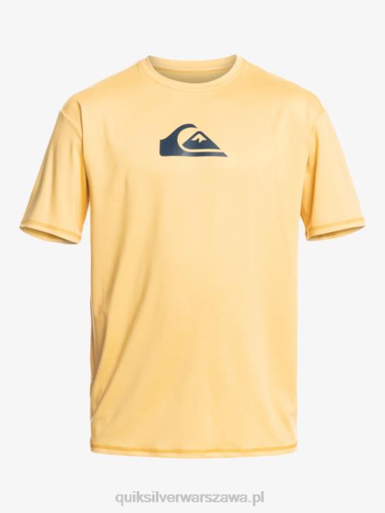 mężczyźni Quiksilver solidna koszulka surfingowa z krótkim rękawem upf 50 4DBV887 pszenica