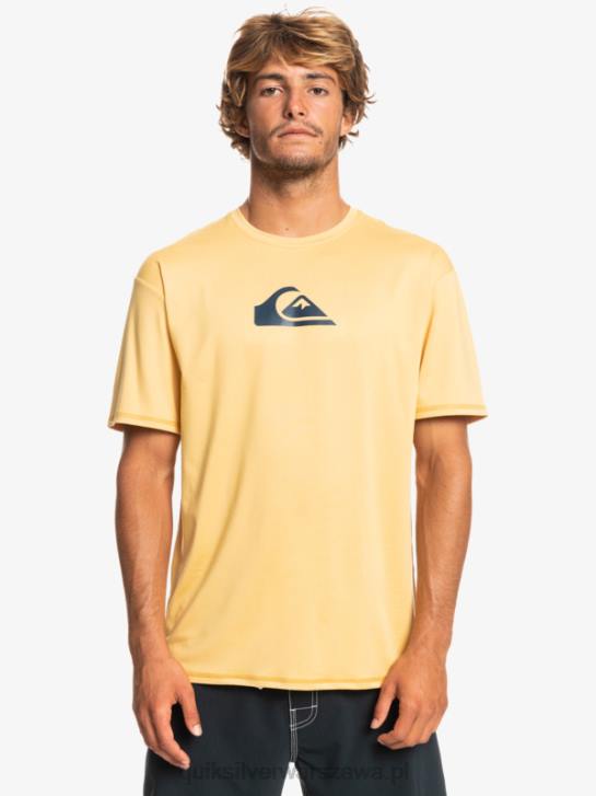 mężczyźni Quiksilver solidna koszulka surfingowa z krótkim rękawem upf 50 4DBV887 pszenica