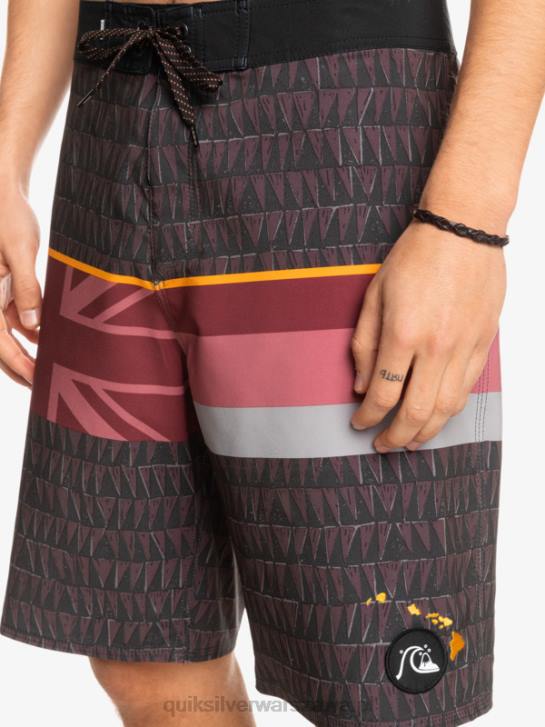 mężczyźni Quiksilver szorty surfsilk z wyblakłymi paskami 20 4DBV1605 wino rubinowe