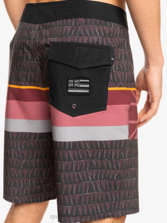 mężczyźni Quiksilver szorty surfsilk z wyblakłymi paskami 20 4DBV1605 wino rubinowe